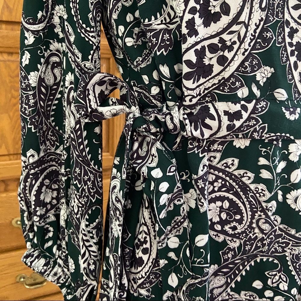 Eloquii Easy Paisley Boat Neck Knee Length Rayon Bohemian Floral Dress with Tie - Picture 10 of 12